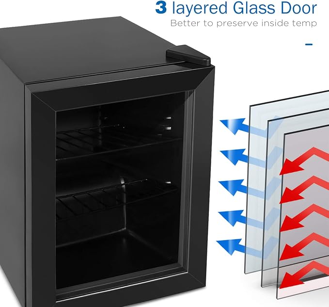 Compact Mini Freezer with LED Light 3-Layer Glass Display Door 2.1 Cu Ft with 2 - Image 2