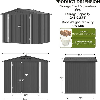 COMHOMA Shed Outdoor Storage Shed Metal, Lockable Doors Tool Sheds - Image 4