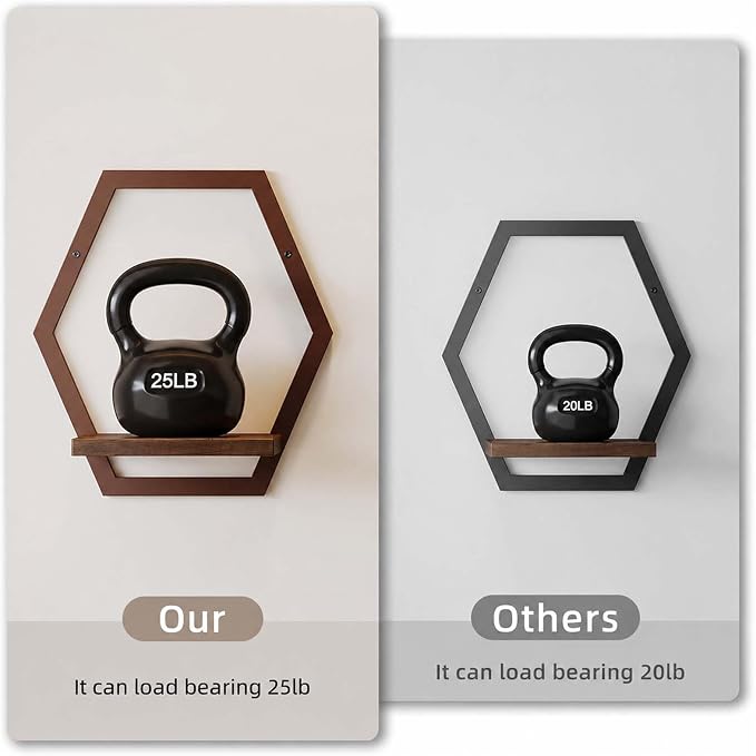 2 Pack Walnut Color Solid Wood & Metal Framework Wall Plant Stands, 9 inch - Image 6