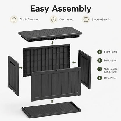 182 Gallon Outdoor Deck Storage Box, Large Waterproof Resin Patio Storage Box - Image 8