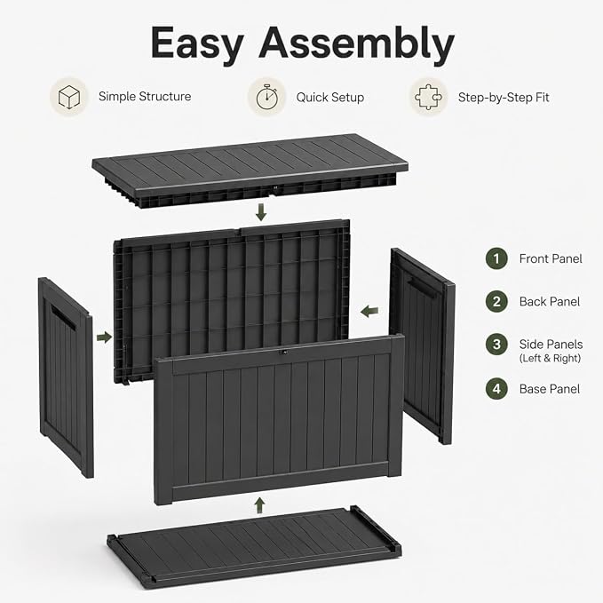 155 Gallon Outdoor Deck Storage Box, Large Waterproof Resin Patio Storage Box - Image 8