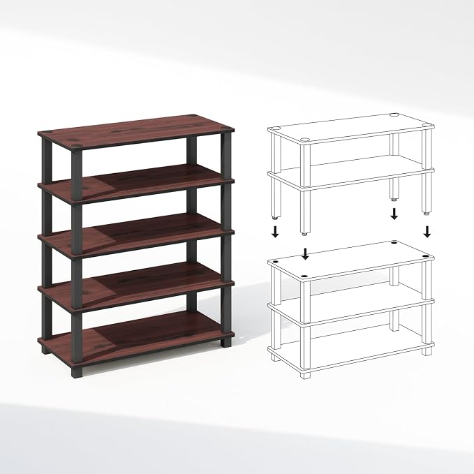 Furinno Turn-S-Tube Storage Shelves Set of 2, 3-Tier Stackable Standing Shelf - Image 4