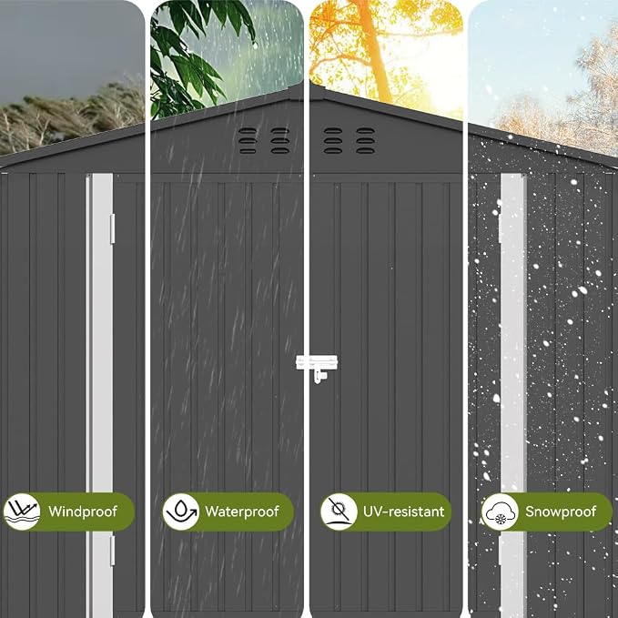 COMHOMA Shed Outdoor Storage Shed Metal, Lockable Doors Tool Sheds - Image 8