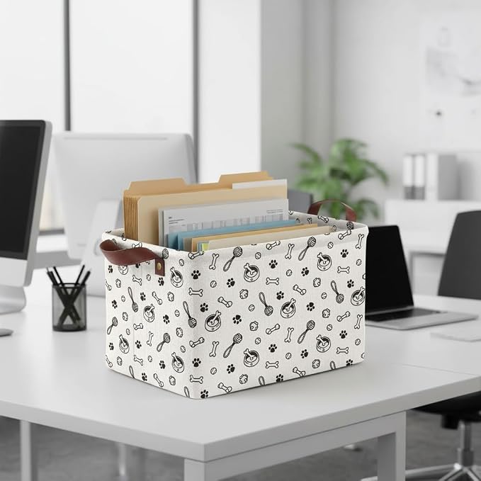 Dog Paw Storage Basket Waterproof Canvas Toy Storage Bin Storage Organizer - Image 7