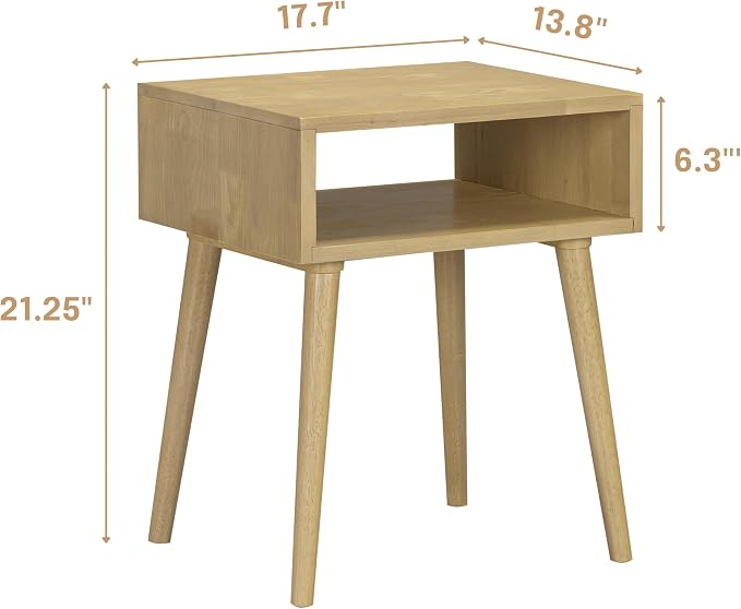 NTC Zoe Solid Wood Nightstand, Mid Century Modern Side Table Bedroom, Bedside - Image 2
