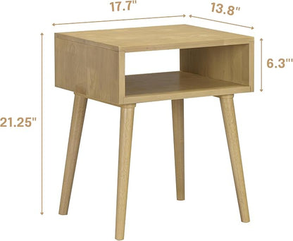 NTC Zoe Solid Wood Nightstand, Mid Century Modern Side Table Bedroom, Bedside - Image 2