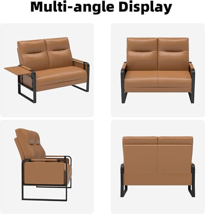 Faux Leather Loveseat, Upholstered Loveseat - Image 9