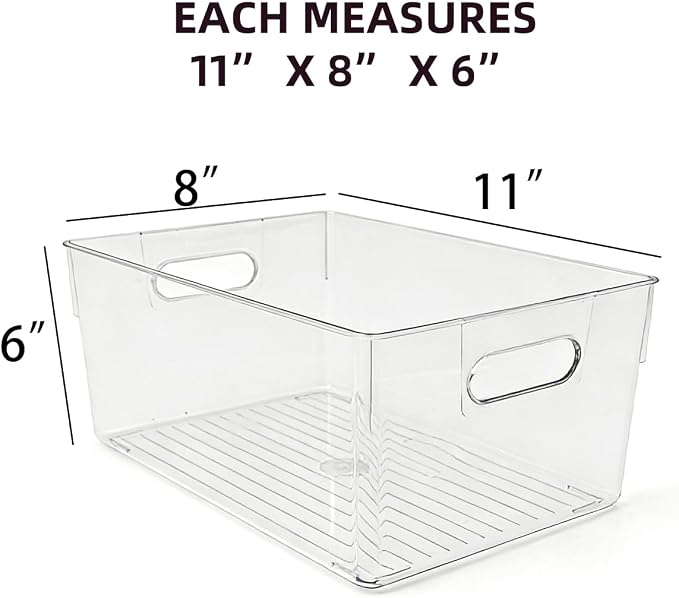 6 Pack Thick Clear Stackable Storage Bins, Cabinet Organizer, Plastiic - Image 7