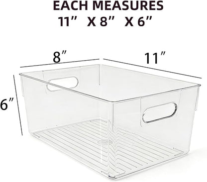 6 Pack Thick Clear Stackable Storage Bins, Cabinet Organizer, Plastiic - Image 7