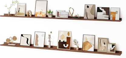 Floating Picture Ledge Shelves for Wall Set of 2, 84 Inches Picture Ledge Shelf by FunMemories