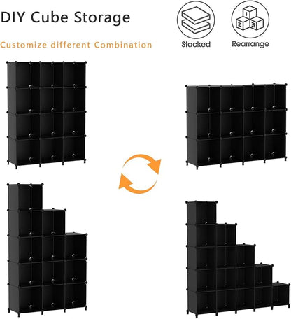 AWTATOS Cube Storage Organizer Closet Storage Shelves DIY Stackable Plastic - Image 7