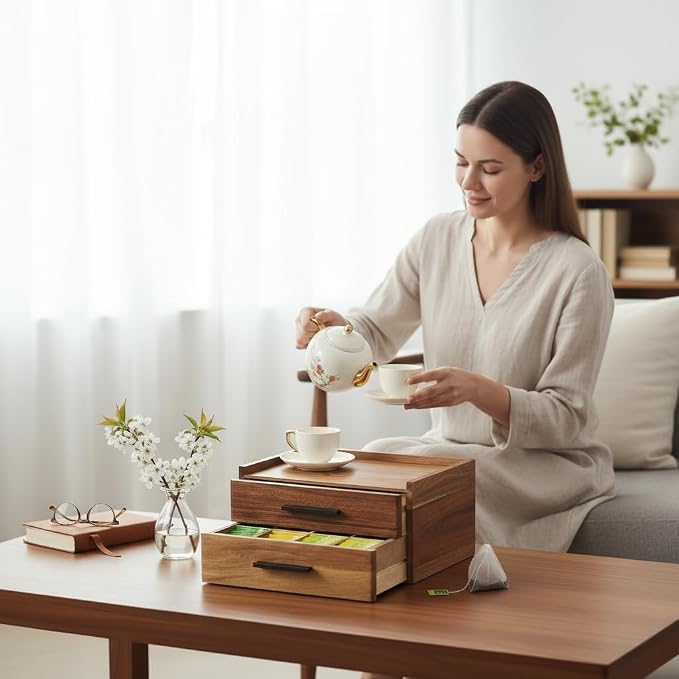 Acacia Wood Tea Bag Organizer - Image 7