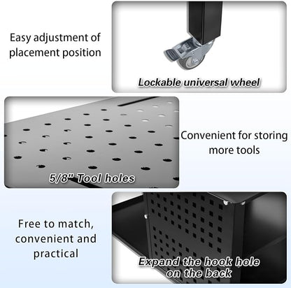 Portable Welding Table with Foldable Side Panels, Mobile Workbench Cart with - Image 6
