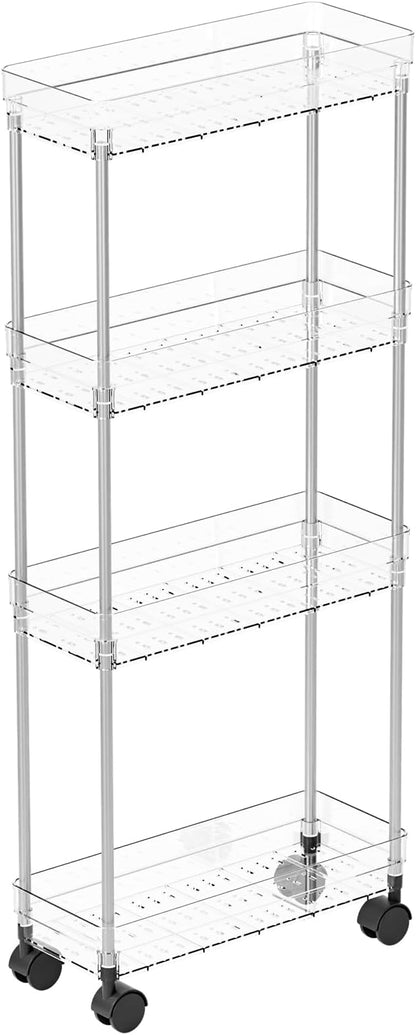 Yieach Clear 4 Tier Slim Rolling Storage Cart - Image 9