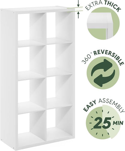 Furinno Cubicle Book Shelf, 8-Cube Bookshelf, Extra Thick Frame Horizontally & - Image 5