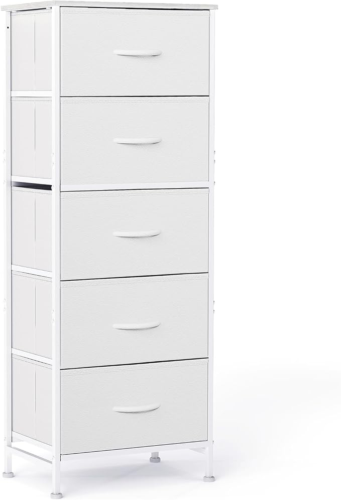 DUMOS Nightstand with 5 Drawers Bedside Table with Removable Fabric Bins Sturdy by DumosLifestyle