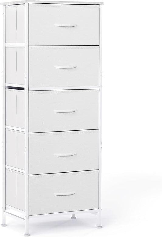 DUMOS Nightstand with 5 Drawers Bedside Table with Removable Fabric Bins Sturdy by DumosLifestyle