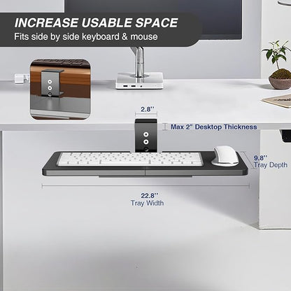 Large Under Desk Rotatable Computer Keyboard and Mouse Tray, Extra Sturdy Desk - Image 3