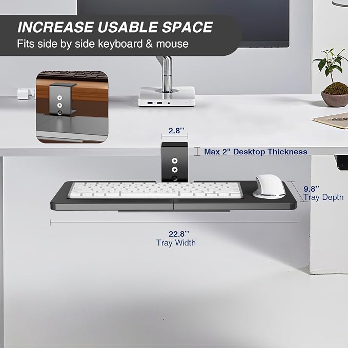 Large Under Desk Rotatable Computer Keyboard and Mouse Tray, 23 x 10 inch Extra - Image 3
