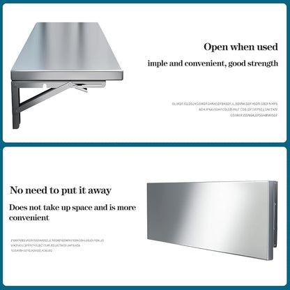 Wall Mounted Folding Table, 304 Stainless Steel Wall Folding Desk, Floating - Image 3
