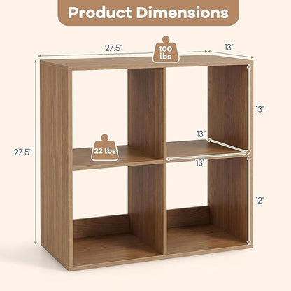 POWERSTONE 4 Cube Storage Organizer, 2 Tier Cubby Bookshelf Freestanding - Image 2