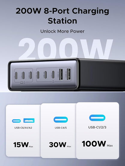 UGREEN Nexode 200W GaN USB C Charging Station, 8-Port Desktop Charger - Image 2