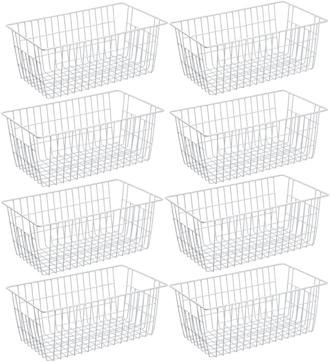 SANNO Freezer Baskets Pantry Storage Bins, Farmhouse Wire Storage Baskets by SANNO