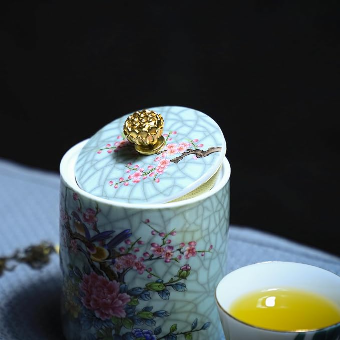 Enamel Ceramic Tea Caddy Tea Canister Tea Storage Container Tins Jar - Image 6