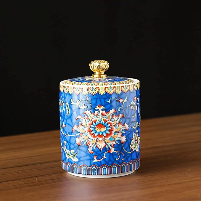 Enamel Ceramic Tea Caddy Tea Canister Tea Storage Container Tins Jar - Image 2