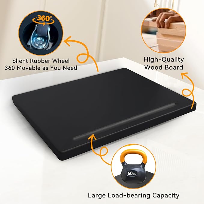 Wood Appliance Sliders with 360' Wheels, Sliding Tray - Image 2