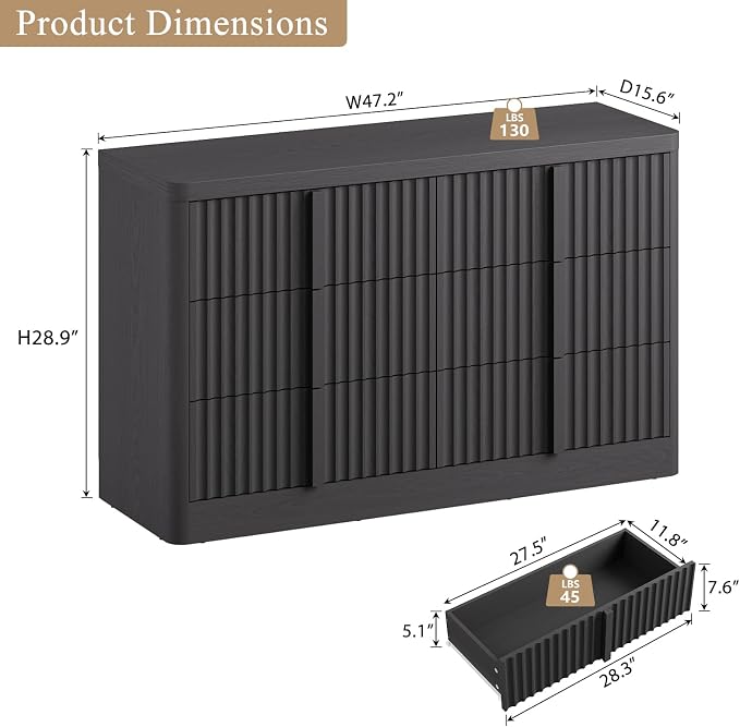 Fluted Dresser for Bedroom, Modern Chest of Drawers - Image 2