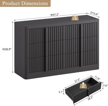 Fluted Dresser for Bedroom, Modern Chest of Drawers - Image 2