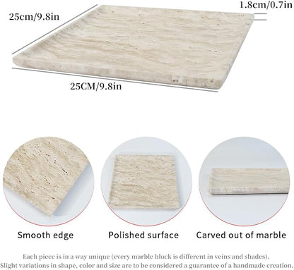 Natural Beige Travertine Marble Luxury Tray, - Image 3