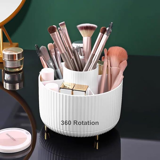 360 Degree Rotating Makeup Brush Holder Organizer Detachable Design 5 Slot Make by YZEASYPINK