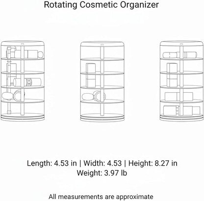 5-Tier Rotating Makeup Organizer, Slim Vanity Storage Tower - Image 7