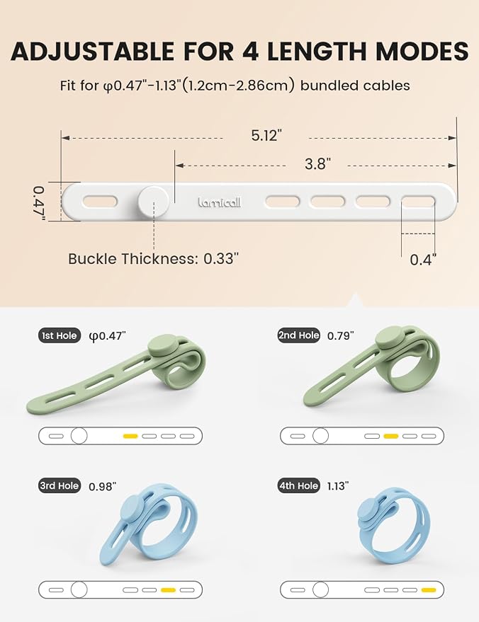 Lamicall 30Pack Silicone Cable Ties Cord Organizer, Home Decor Organizer Ties - Image 5