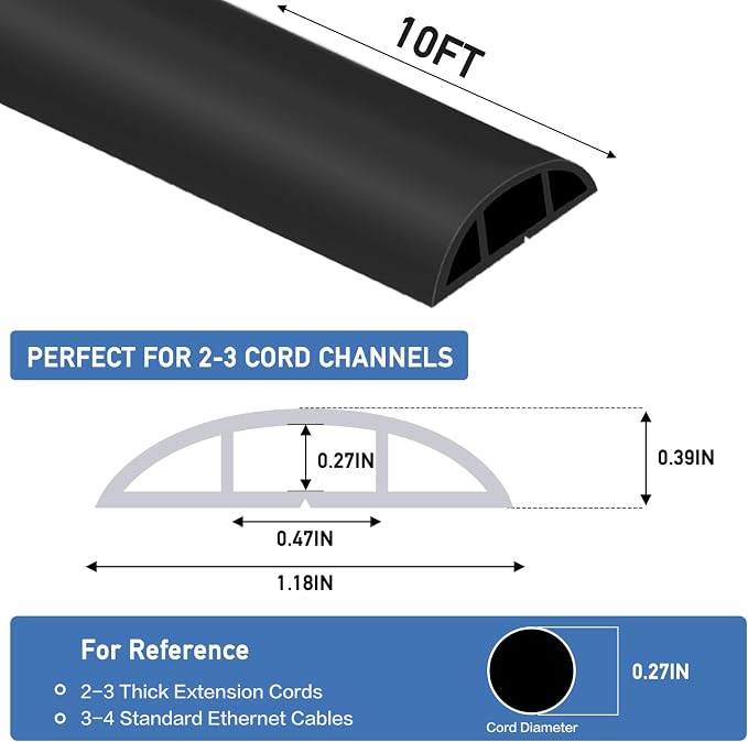 Floor Cord Cover Self Adhesive Cord Hider Floor Extension Cord Covers - Image 2