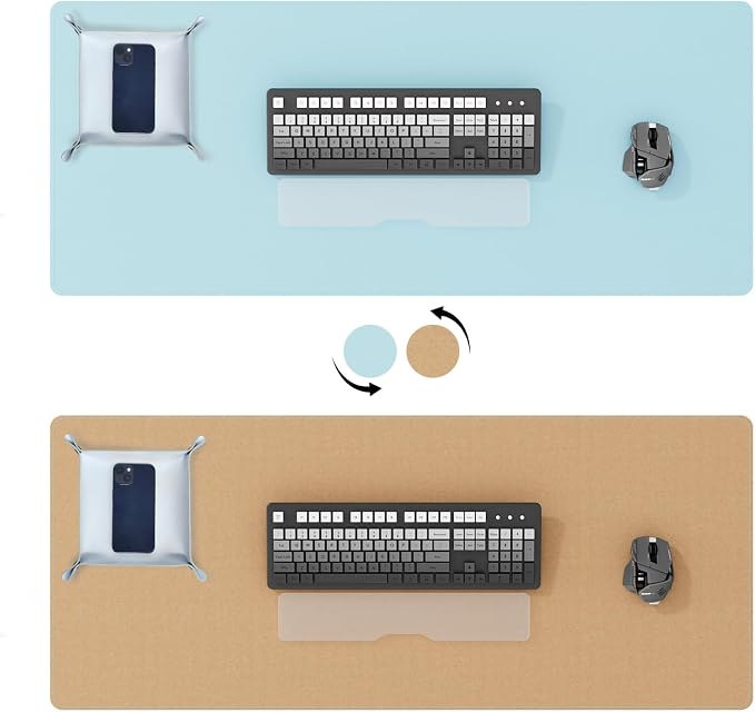 DAWNTREES Dual Sided Desk Mat, Leather Desk Pad, Cork Desk Mat Protector - Image 2