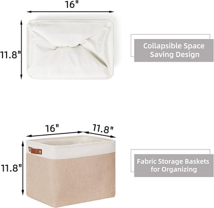 HNZIGE Fabric Storage Baskets for Organizing Large Canvas Rectangular Storage - Image 2