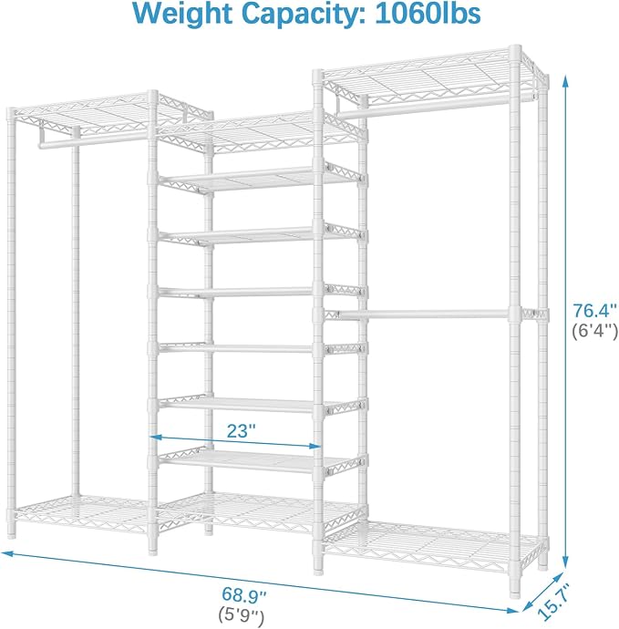 VIPEK S3 Freestanding Clothes Rack Heavy Duty Garment Rack 6-Tier Shoe Racks - Image 6