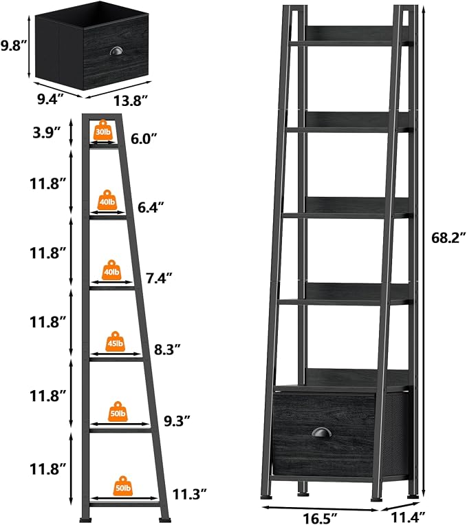 Furologee 6 Tier Ladder Shelf, Ladder Bookshelf - Image 3