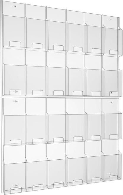 Acrylic Brochure Pamphlet Holder, 24 Clear Wall Mount Display Holders, Trifold by Nalwort