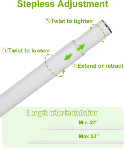 Closet Rod, Adjustable Rod for Hanging Clothes Upgraded Extra Strong, 42 to 52 - Image 2