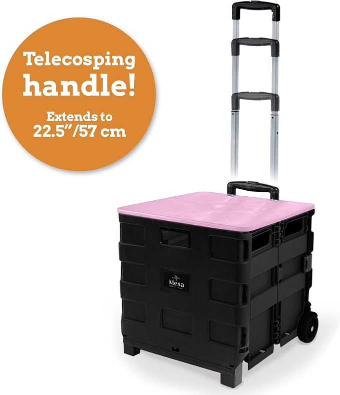 Collapsible Ultra-Slim Pack-N-Roll, 2 Wheel Utility Cart w/Lid Used as Seat up - Image 4