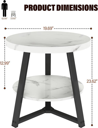Small Round End Table, 2-Tier Side Table - Image 3