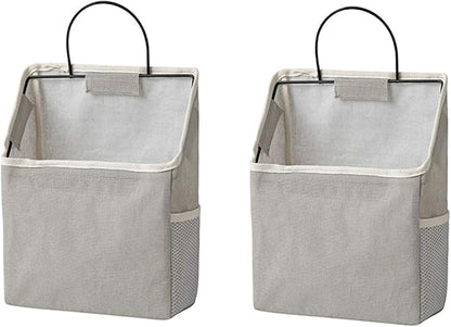 Wall-Hanging Storage Bags, Desktop Organizer Basket Cotton Linen Hanging by RUIPBOTE