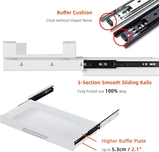 Under Desk Drawer White 21" - Image 6