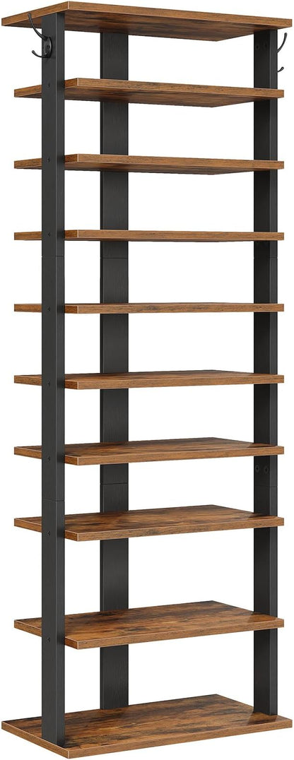 HOOBRO 10 Tiers Vertical Shoe Rack, Wooden Shoe Storage Organizer - Image 9