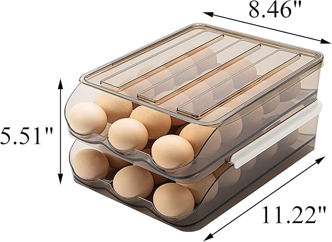 Egg Holder for Refrigerator Auto Scrolling Organizer Plastic Stackable Storage - Image 7
