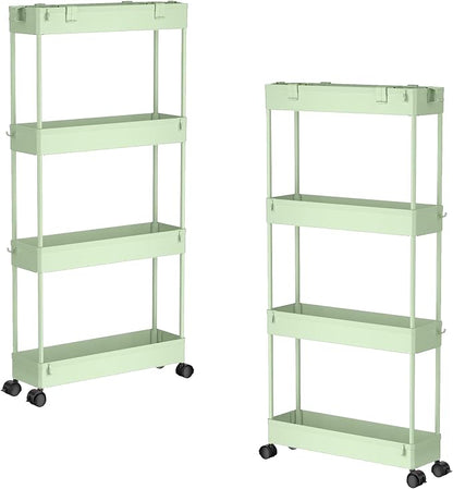 SPACELEAD 2-piece Set Slim Storage Cart 3 Tier, Bathroom Organizer Rolling by Home